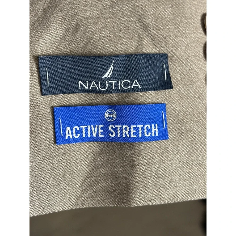 NWT!! $239 Nautica Mens 2-Piece Modern Fit Active Stretch Solid Suit Tan 48L 43W